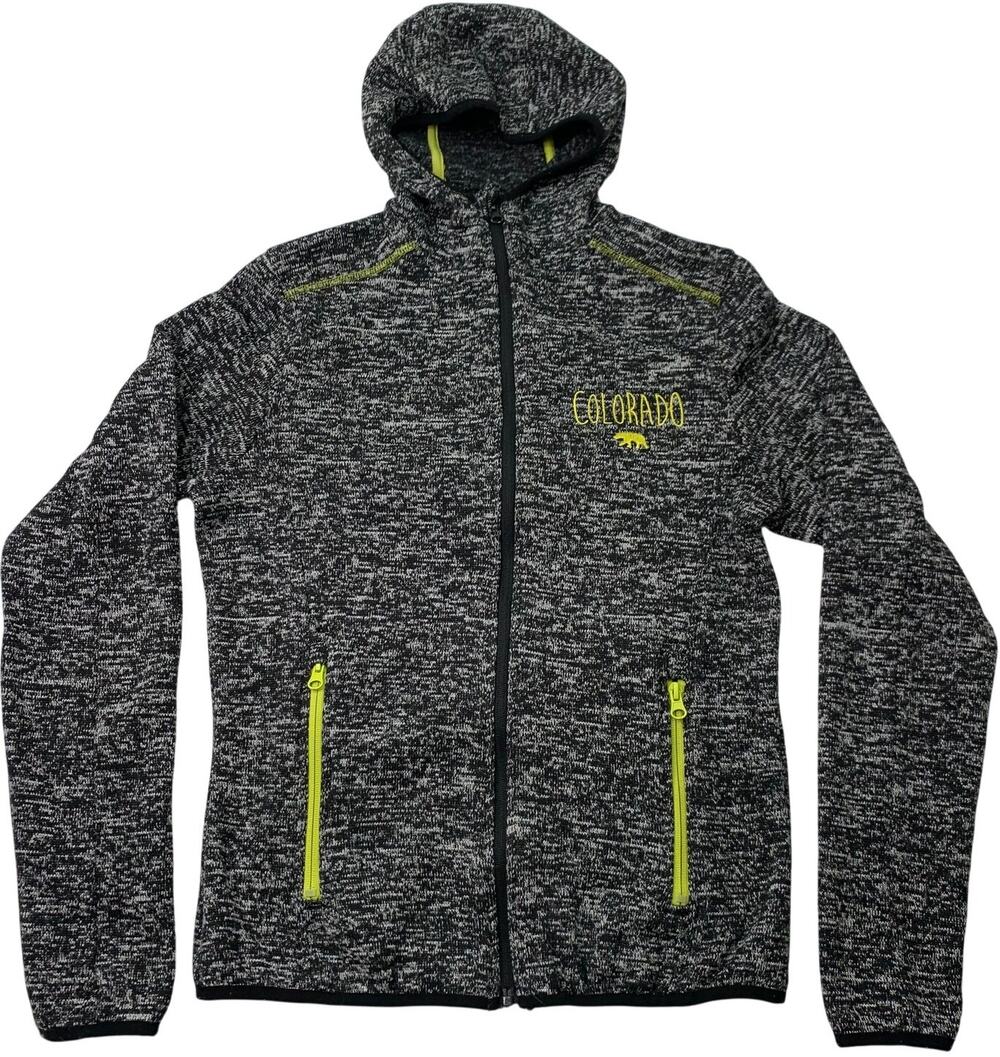 Colorado Bear Adult Small Fleece Long Sleeve Full Zip Sweatshirt Jacket Neon